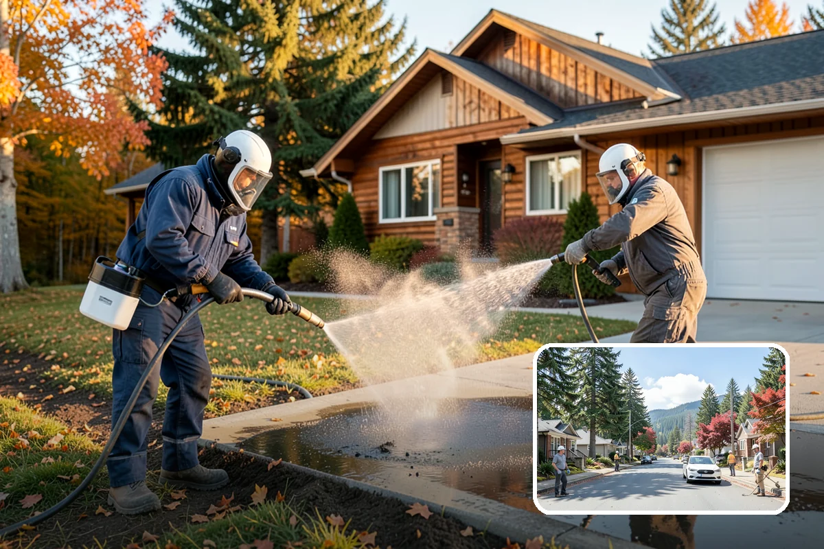 Driveway Pressure Washing in Hunts Point, King County, WA - Removes slippery moss and mildew for safer footing