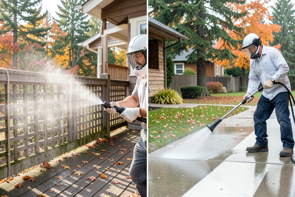 Driveway Pressure Washing in Hunts Point, King County, WA - Sweep and pre-treat the driveway for moss and stains