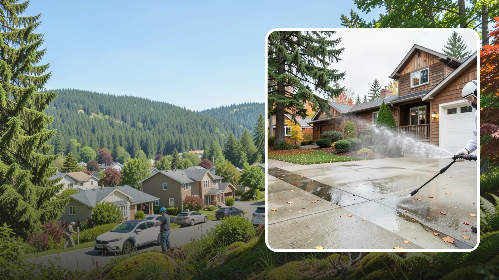 Driveway Pressure Washing in Index, Snohomish County, WA - Powerful pressure washing that strips away the moss, mildew, and grime coating Washington driveways.