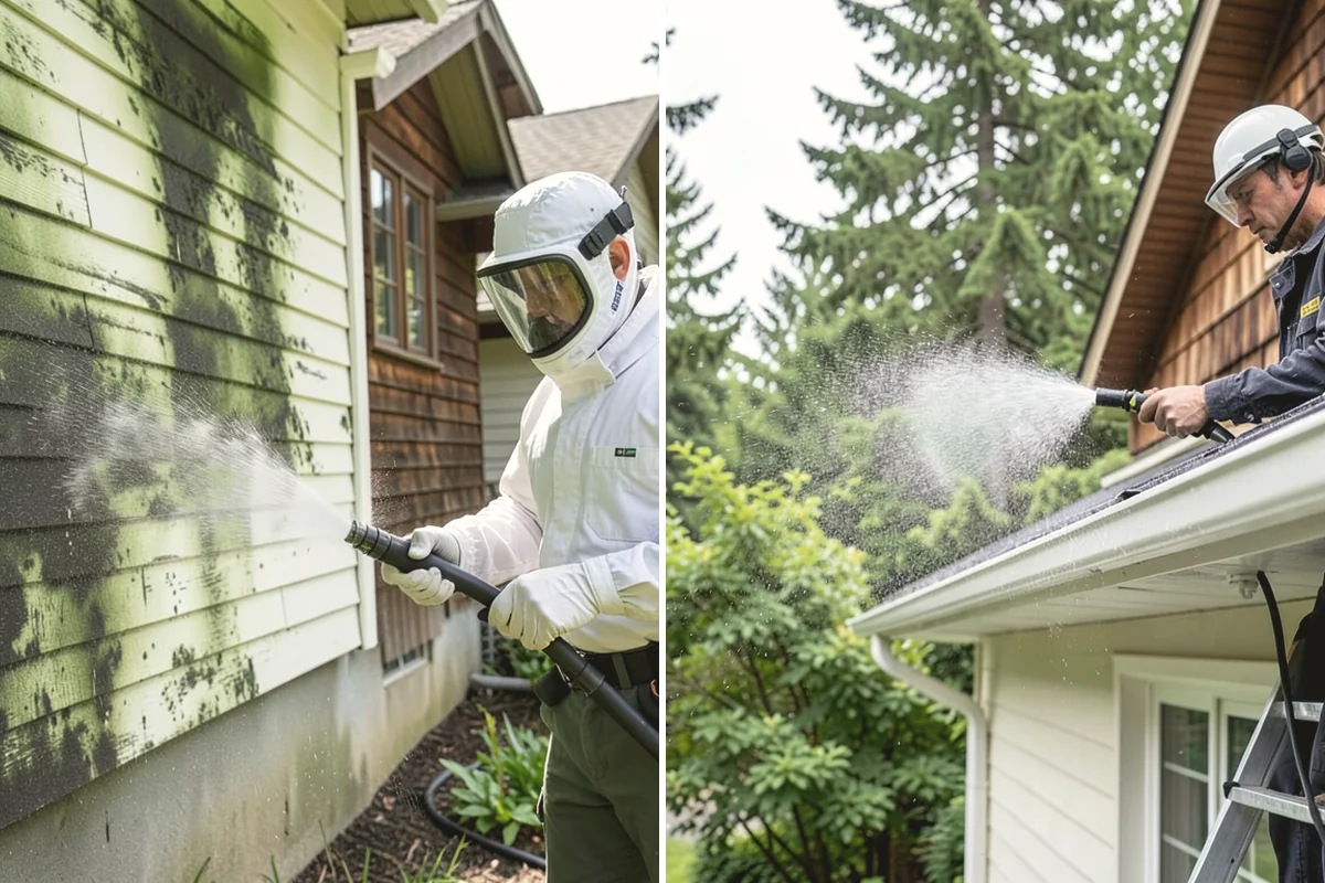 Driveway Pressure Washing in Issaquah, King County, WA - Sweep and pre-treat the driveway for moss and stains