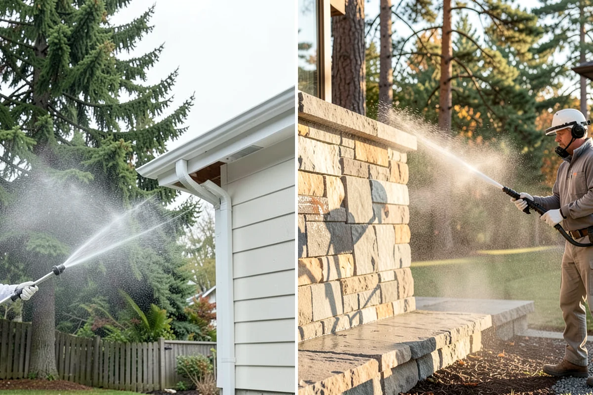 Driveway Pressure Washing in Kenmore, King County, WA - Sweep and pre-treat the driveway for moss and stains
