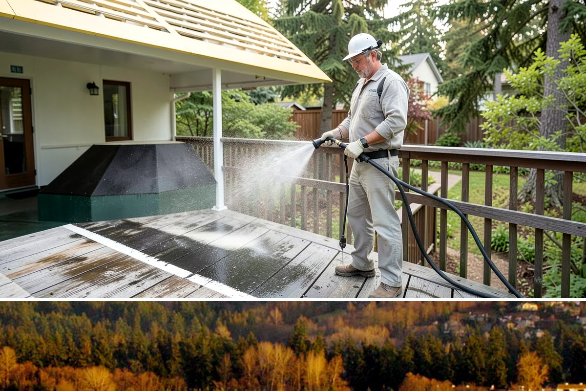 Driveway Pressure Washing in Kenmore, King County, WA - Spring is popular for clearing a winter's worth of moss, though dry summer days work equally well.