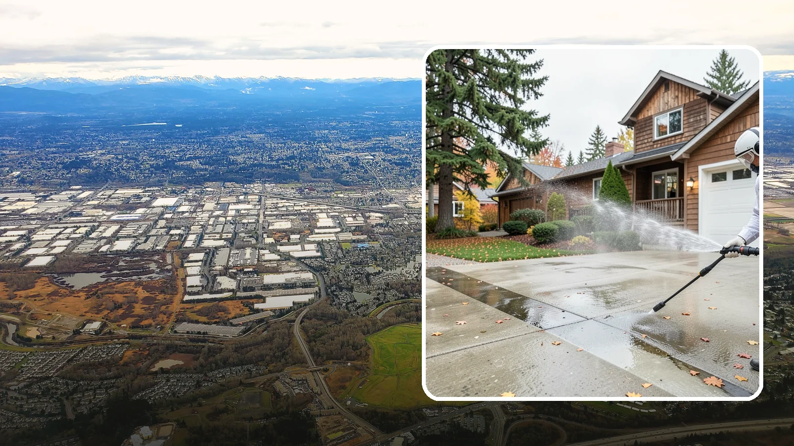 Driveway Pressure Washing in Kent, King County, WA - Powerful pressure washing that strips away the moss, mildew, and grime coating Washington driveways.