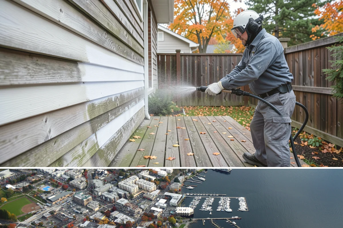 Driveway Pressure Washing in Kirkland, King County, WA - Spring is popular for clearing a winter's worth of moss, though dry summer days work equally well.