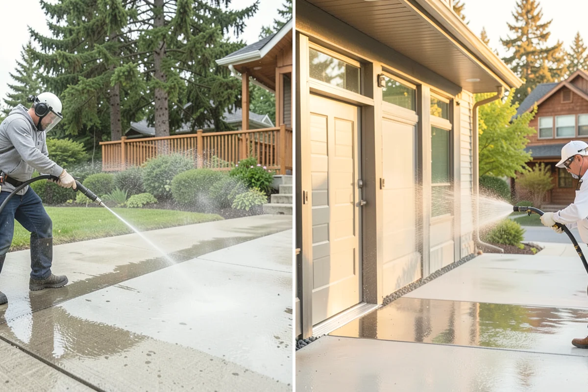 Driveway Pressure Washing in La Conner, Skagit County, WA - Sweep and pre-treat the driveway for moss and stains