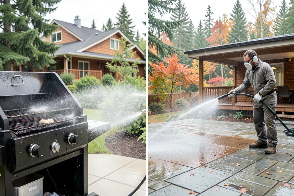 Driveway Pressure Washing in Lake Forest Park, King County, WA - Sweep and pre-treat the driveway for moss and stains