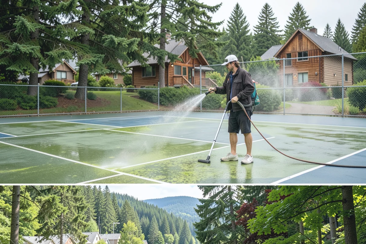 Driveway Pressure Washing in Lake Forest Park, King County, WA - Spring is popular for clearing a winter's worth of moss, though dry summer days work equally well.