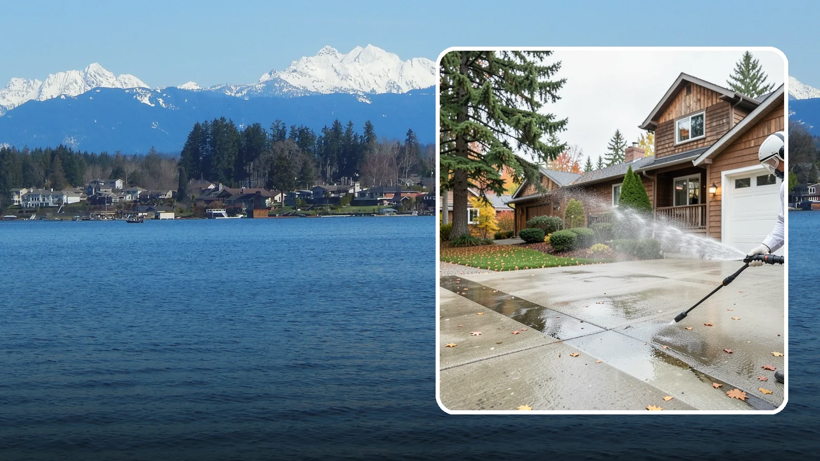 Driveway Pressure Washing in Lake Stevens, Snohomish County, WA - Powerful pressure washing that strips away the moss, mildew, and grime coating Washington driveways.