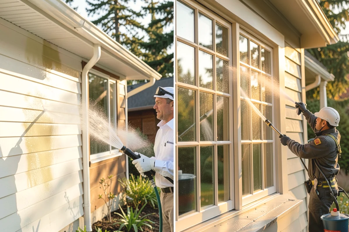 Driveway Pressure Washing in Lake Stevens, Snohomish County, WA - Sweep and pre-treat the driveway for moss and stains