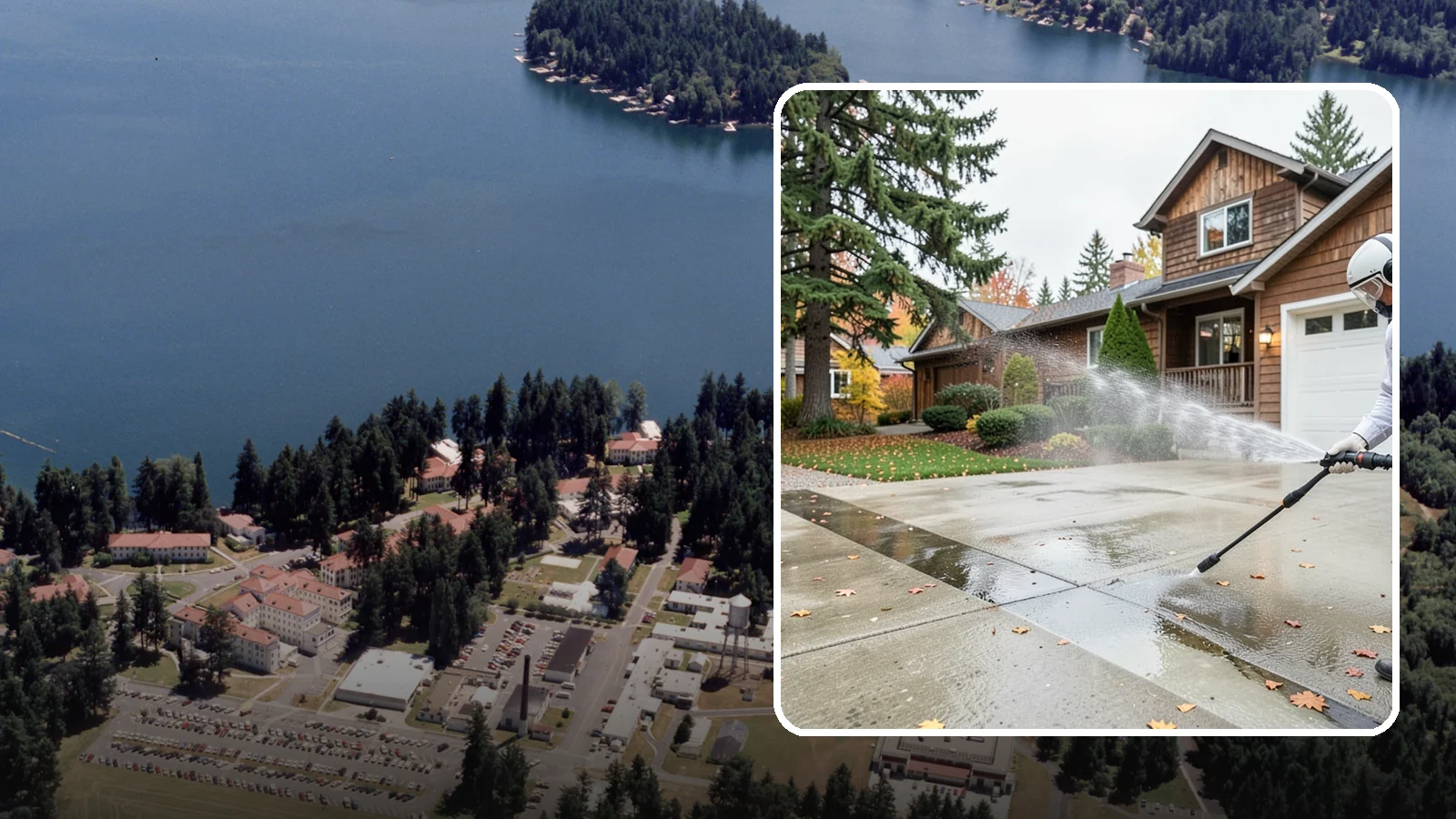 Driveway Pressure Washing in Lakewood, Pierce County, WA - Powerful pressure washing that strips away the moss, mildew, and grime coating Washington driveways.