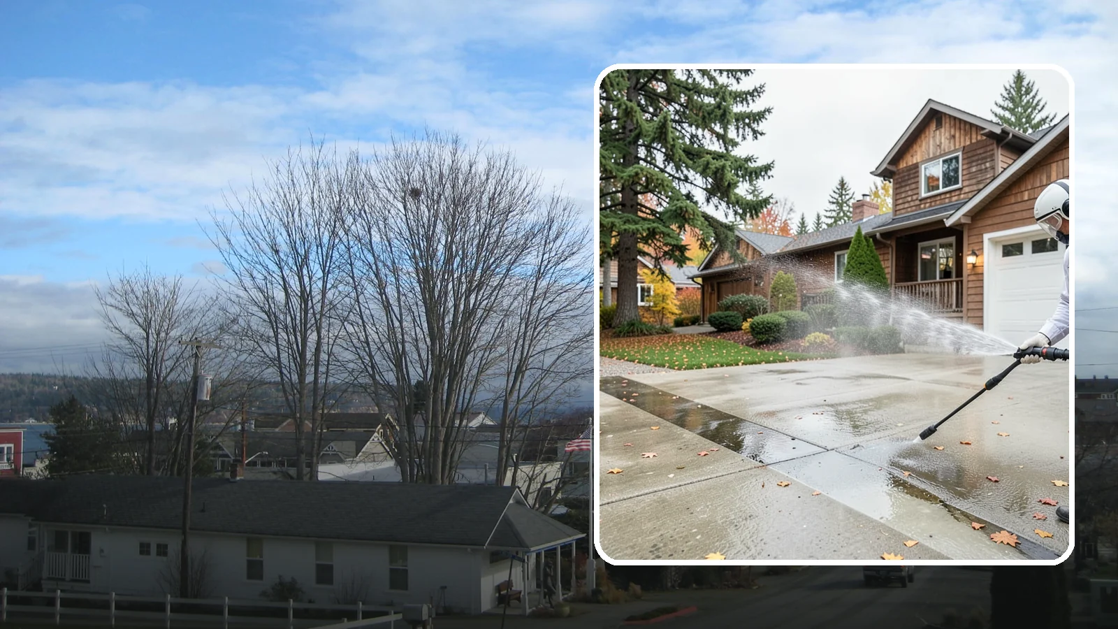 Driveway Pressure Washing in Langley, Island County, WA - Powerful pressure washing that strips away the moss, mildew, and grime coating Washington driveways.