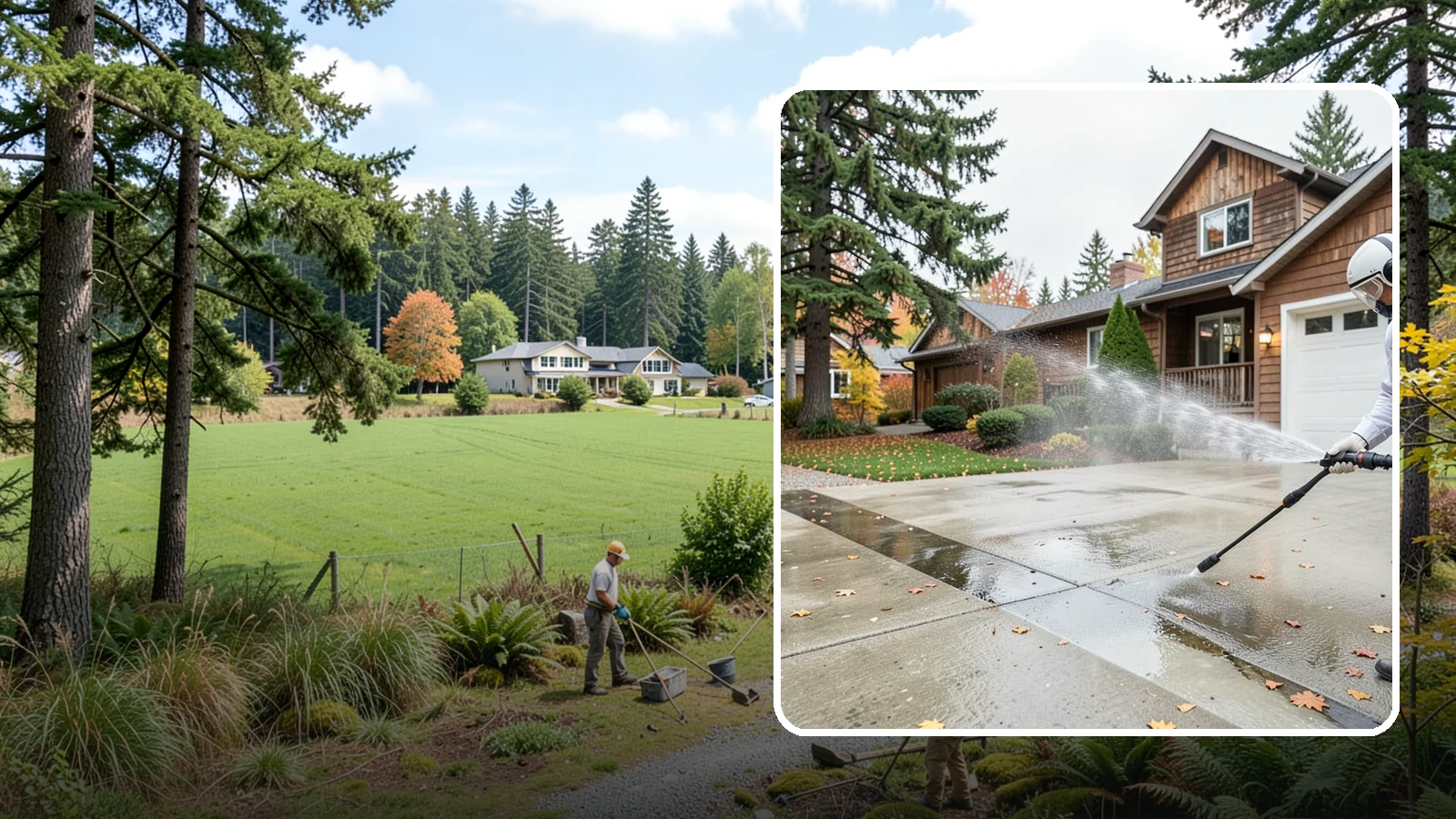 Driveway Pressure Washing in Lyman, Skagit County, WA - Powerful pressure washing that strips away the moss, mildew, and grime coating Washington driveways.