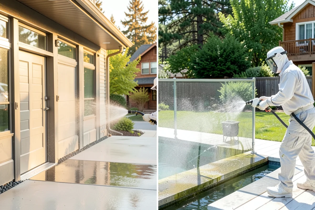 Driveway Pressure Washing in Lyman, Skagit County, WA - Sweep and pre-treat the driveway for moss and stains