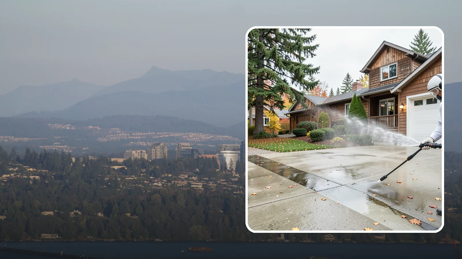 Driveway Pressure Washing in Medina, King County, WA - Powerful pressure washing that strips away the moss, mildew, and grime coating Washington driveways.