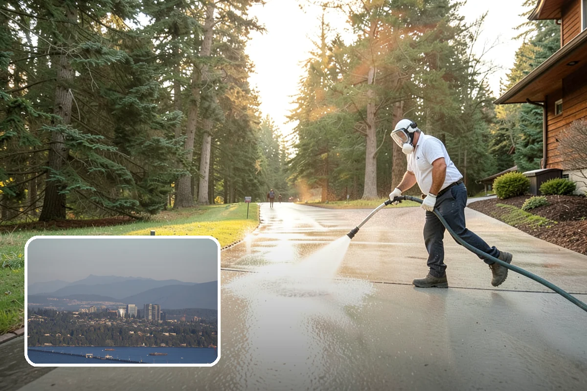 Driveway Pressure Washing in Medina, King County, WA - Removes slippery moss and mildew for safer footing