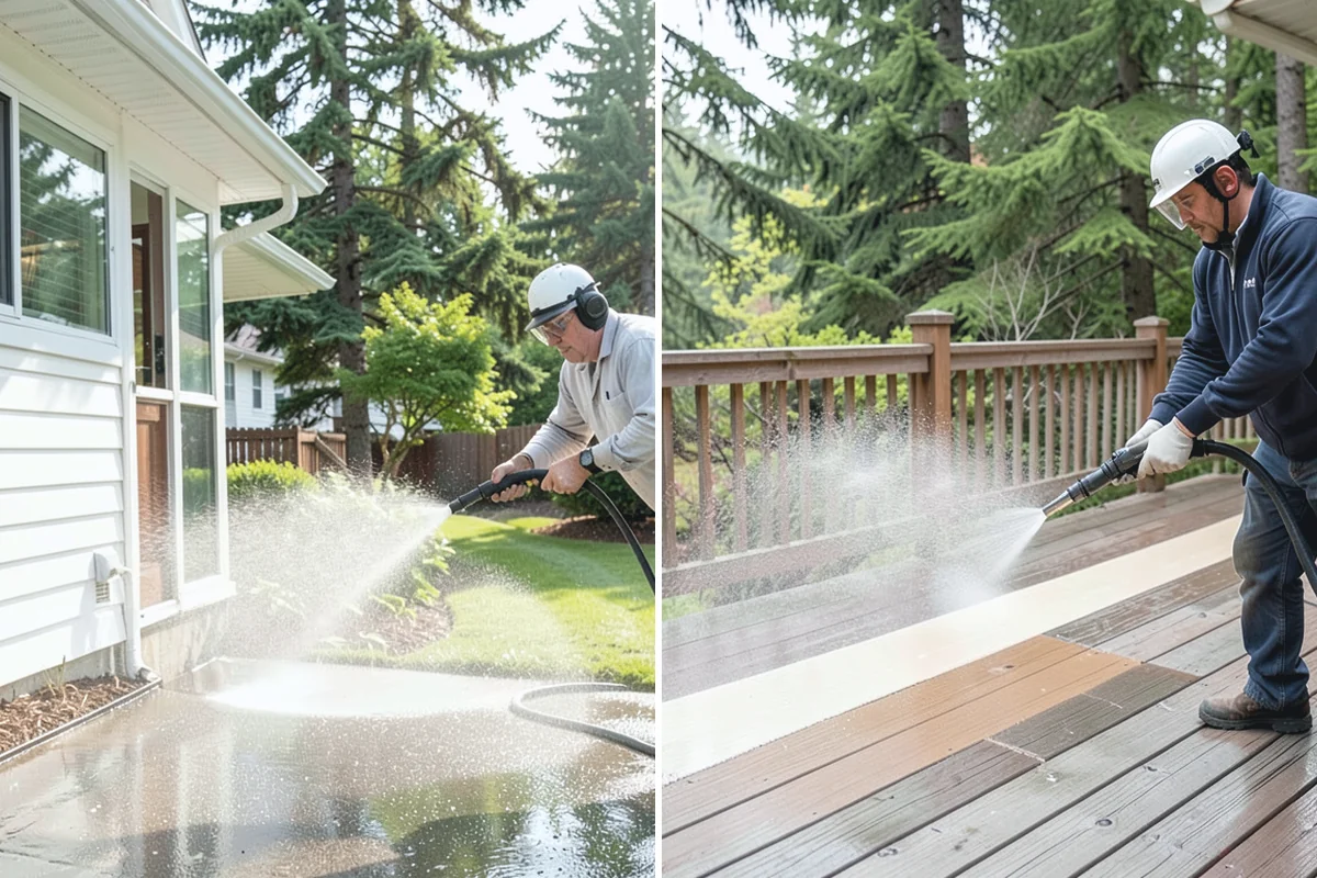 Driveway Pressure Washing in Medina, King County, WA - Sweep and pre-treat the driveway for moss and stains