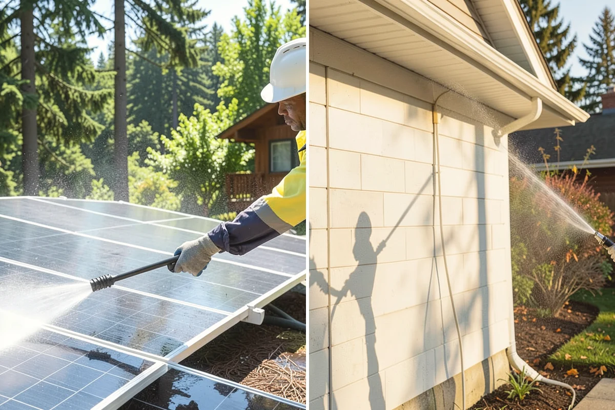 Driveway Pressure Washing in Mercer Island, King County, WA - Sweep and pre-treat the driveway for moss and stains