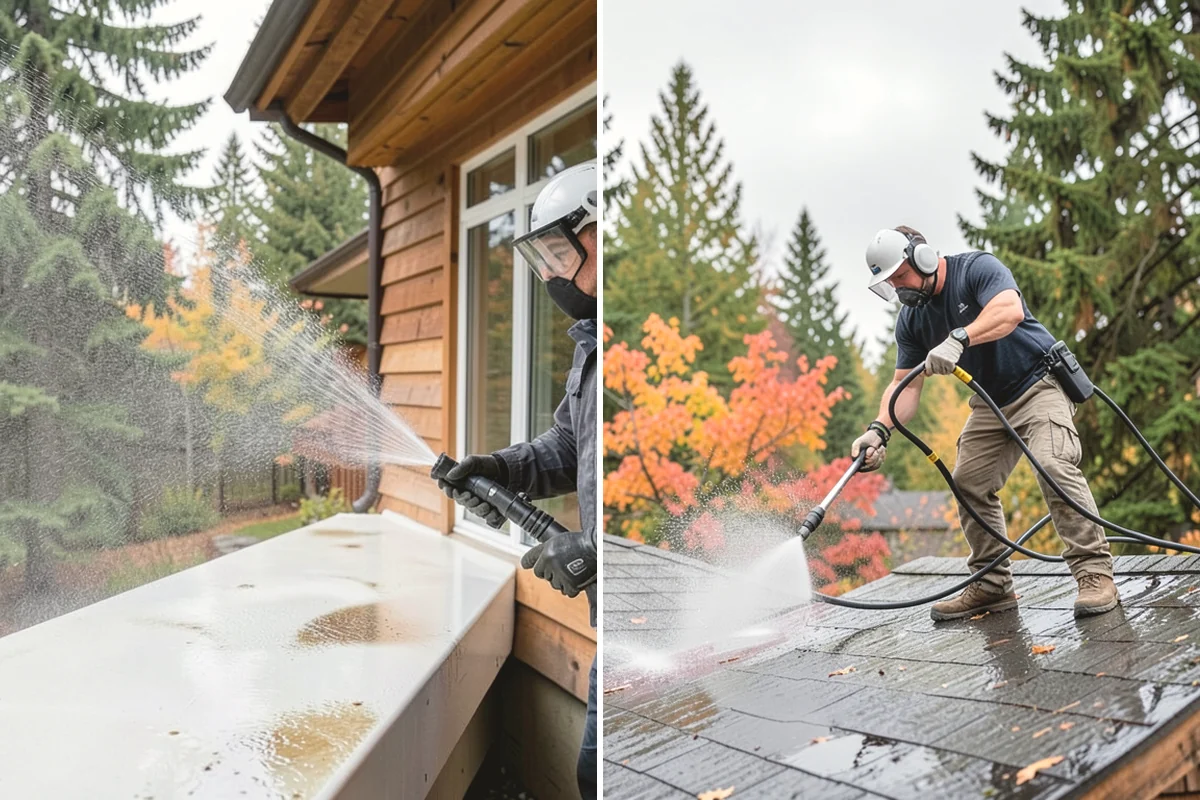 Driveway Pressure Washing in Mill Creek, Snohomish County, WA - Sweep and pre-treat the driveway for moss and stains