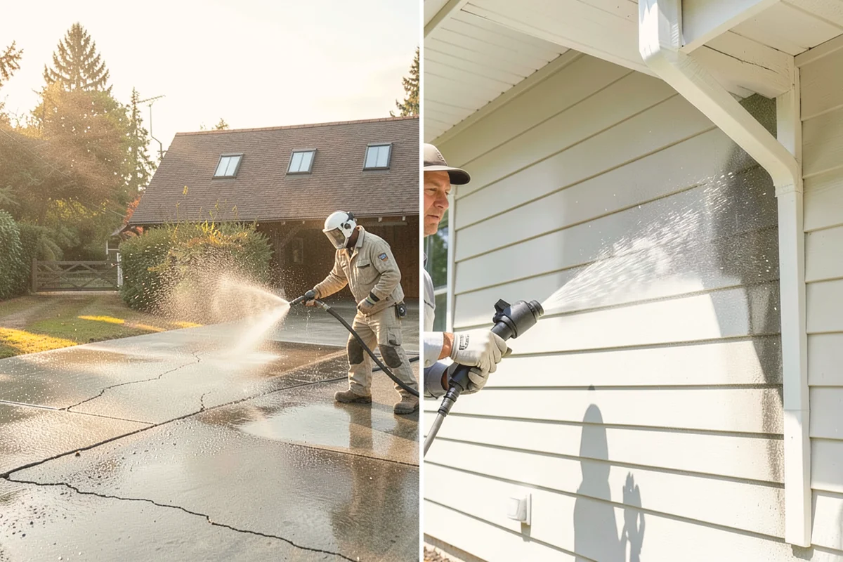 Driveway Pressure Washing in Milton, King County, WA - Sweep and pre-treat the driveway for moss and stains