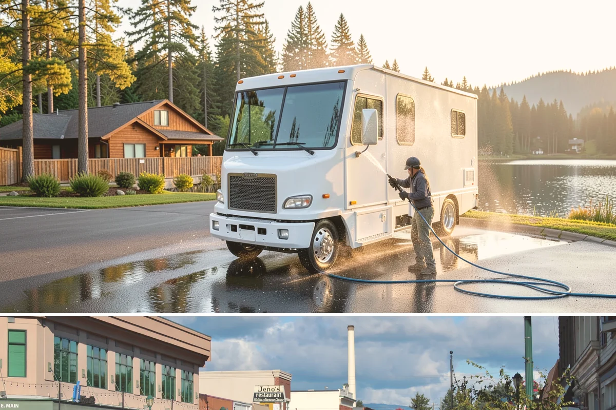 Driveway Pressure Washing in Monroe, Snohomish County, WA - Spring is popular for clearing a winter's worth of moss, though dry summer days work equally well.