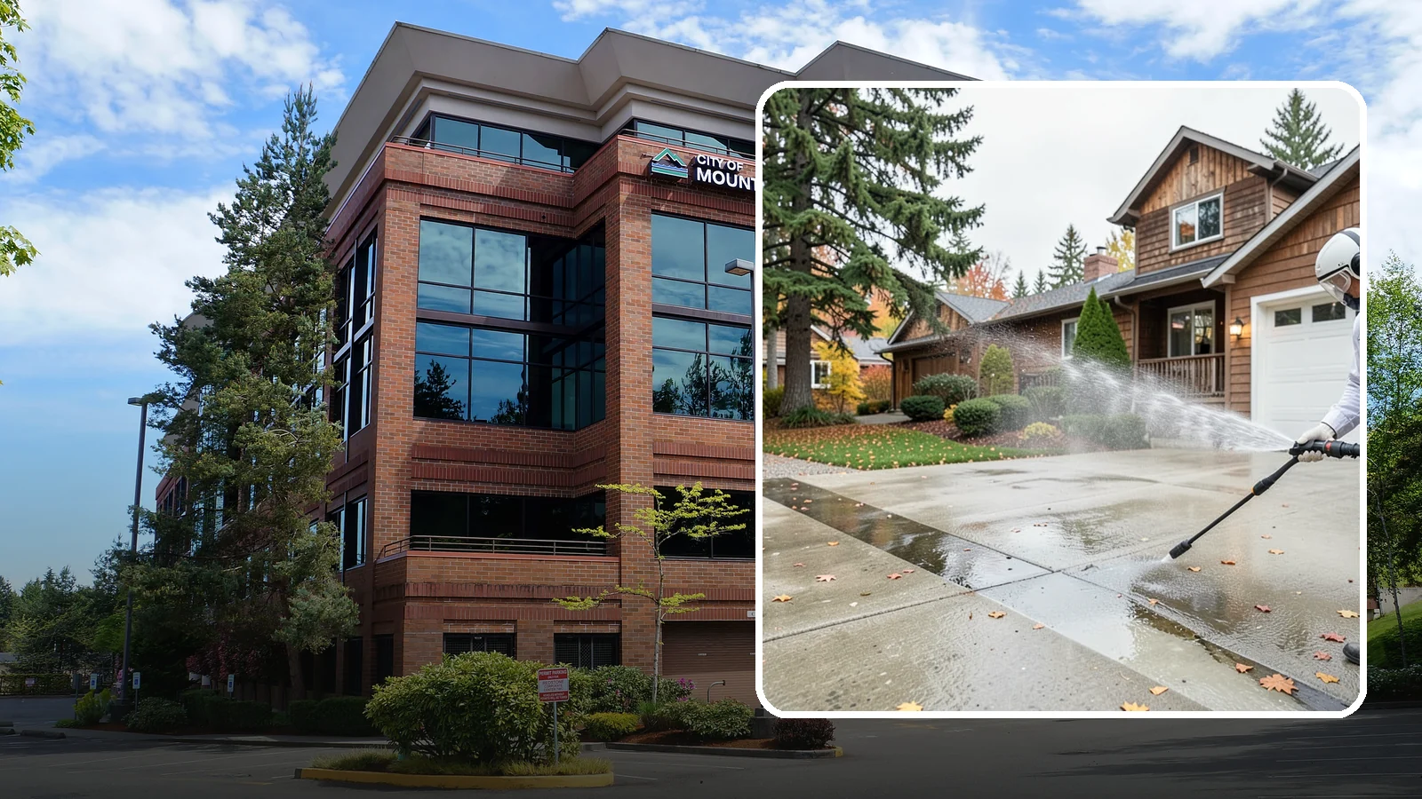 Driveway Pressure Washing in Mountlake Terrace, Snohomish County, WA - Powerful pressure washing that strips away the moss, mildew, and grime coating Washington driveways.