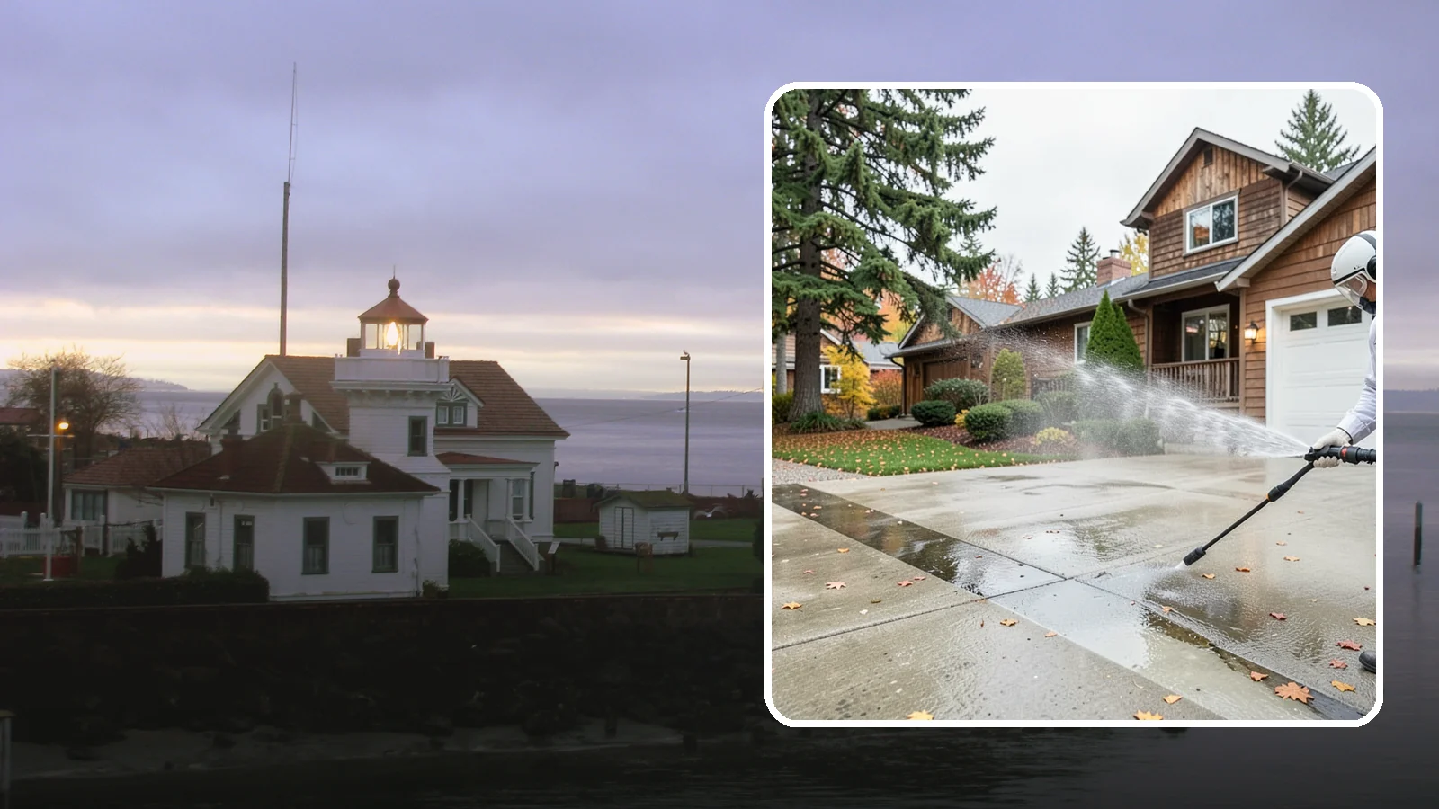 Driveway Pressure Washing in Mukilteo, Snohomish County, WA - Powerful pressure washing that strips away the moss, mildew, and grime coating Washington driveways.