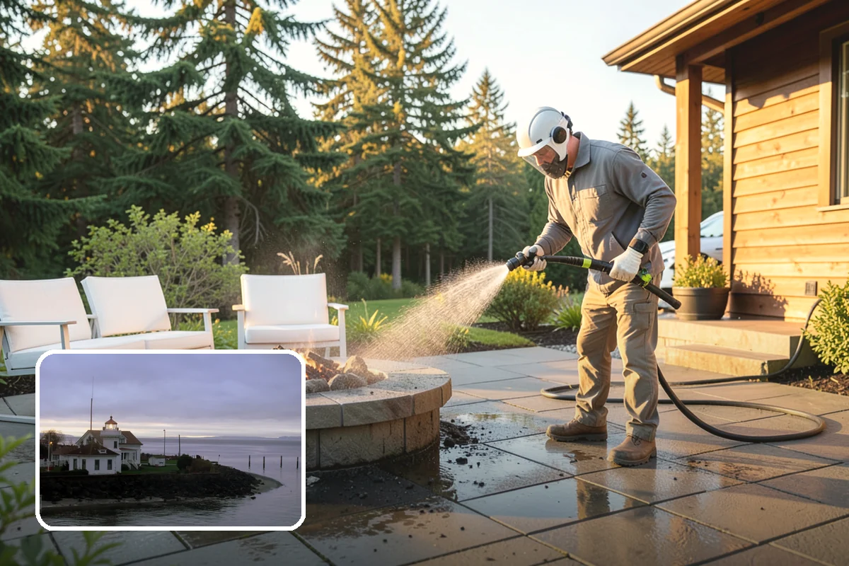 Driveway Pressure Washing in Mukilteo, Snohomish County, WA - Removes slippery moss and mildew for safer footing