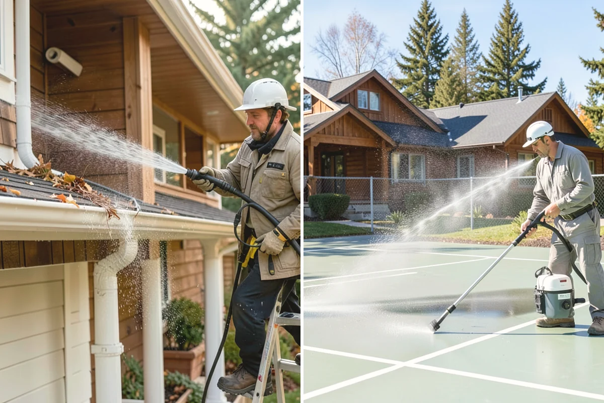 Driveway Pressure Washing in Mukilteo, Snohomish County, WA - Sweep and pre-treat the driveway for moss and stains