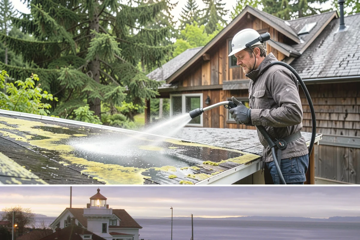 Driveway Pressure Washing in Mukilteo, Snohomish County, WA - Spring is popular for clearing a winter's worth of moss, though dry summer days work equally well.