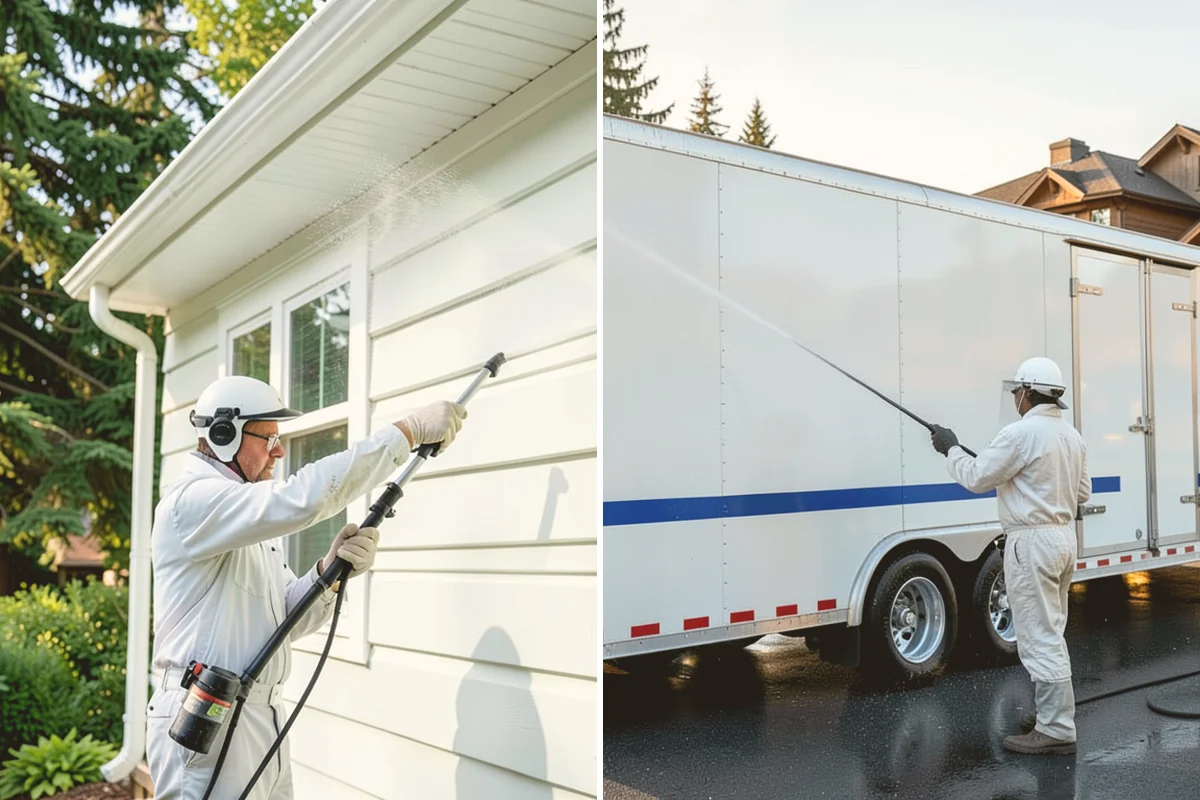 Driveway Pressure Washing in Newcastle, King County, WA - Sweep and pre-treat the driveway for moss and stains