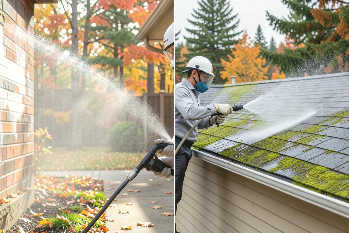 Driveway Pressure Washing in Oak Harbor, Island County, WA - Sweep and pre-treat the driveway for moss and stains