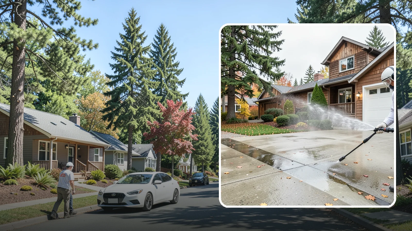 Driveway Pressure Washing in Orting, Pierce County, WA - Powerful pressure washing that strips away the moss, mildew, and grime coating Washington driveways.