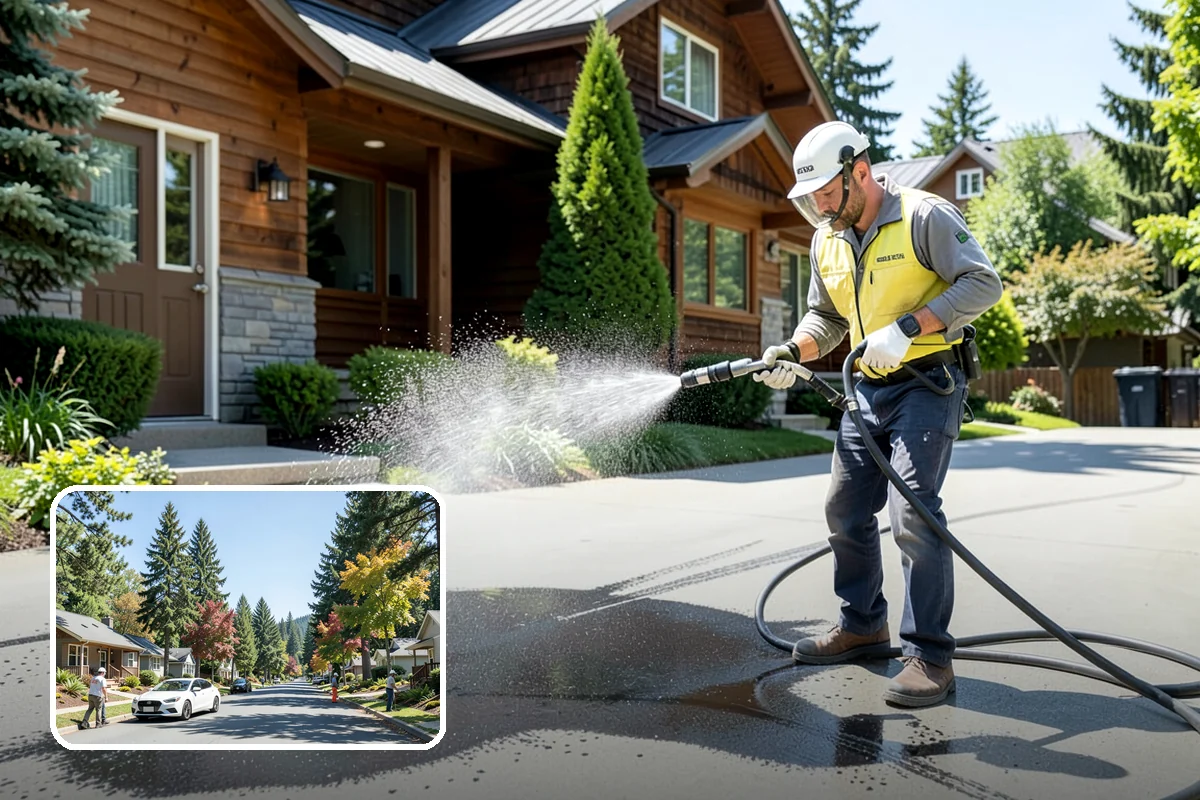 Driveway Pressure Washing in Orting, Pierce County, WA - Removes slippery moss and mildew for safer footing
