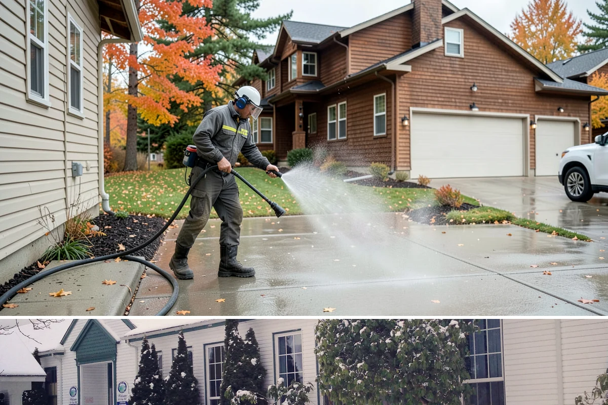 Driveway Pressure Washing in Pacific, King County, WA - Spring is popular for clearing a winter's worth of moss, though dry summer days work equally well.