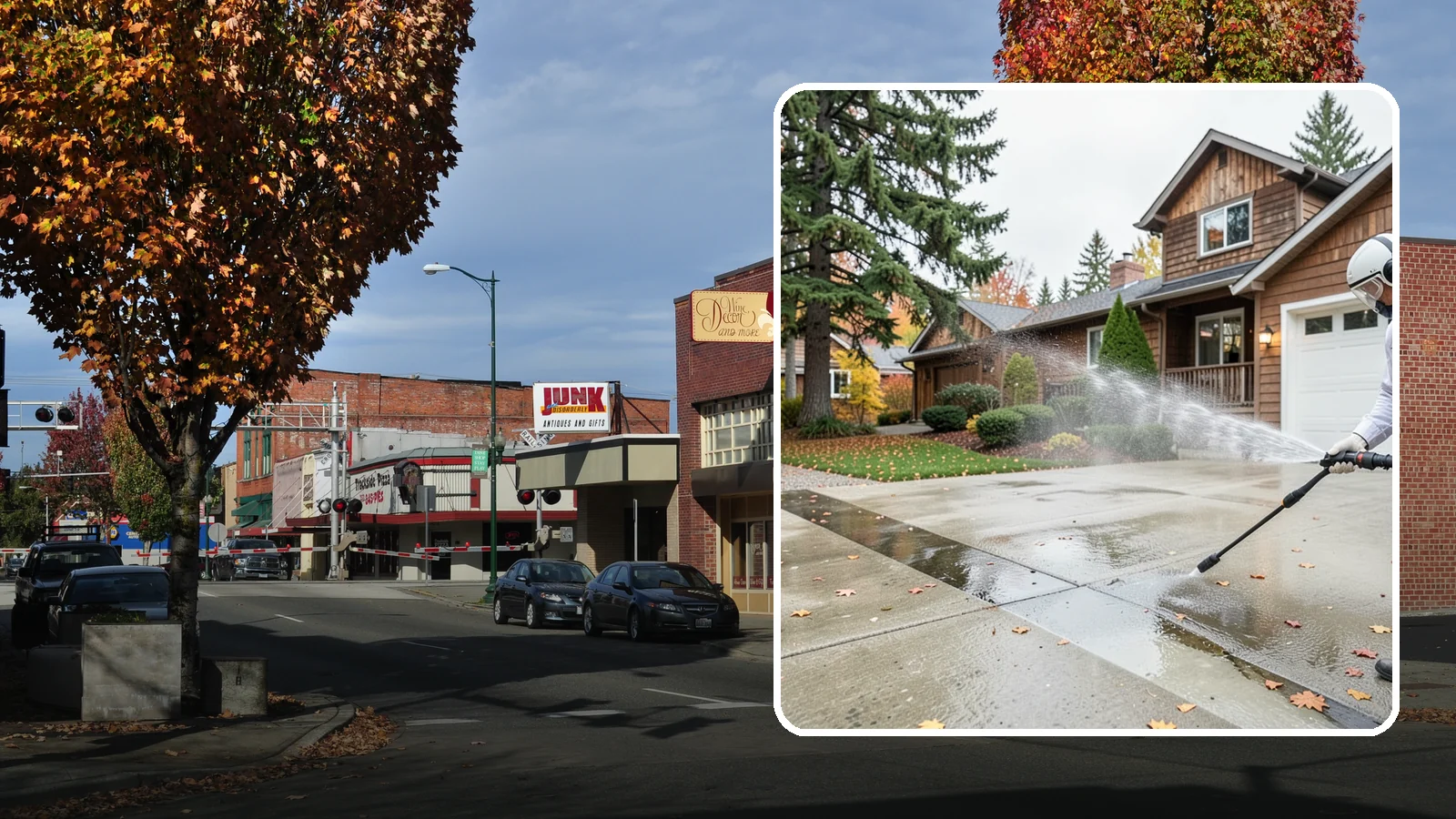 Driveway Pressure Washing in Puyallup, Pierce County, WA - Powerful pressure washing that strips away the moss, mildew, and grime coating Washington driveways.