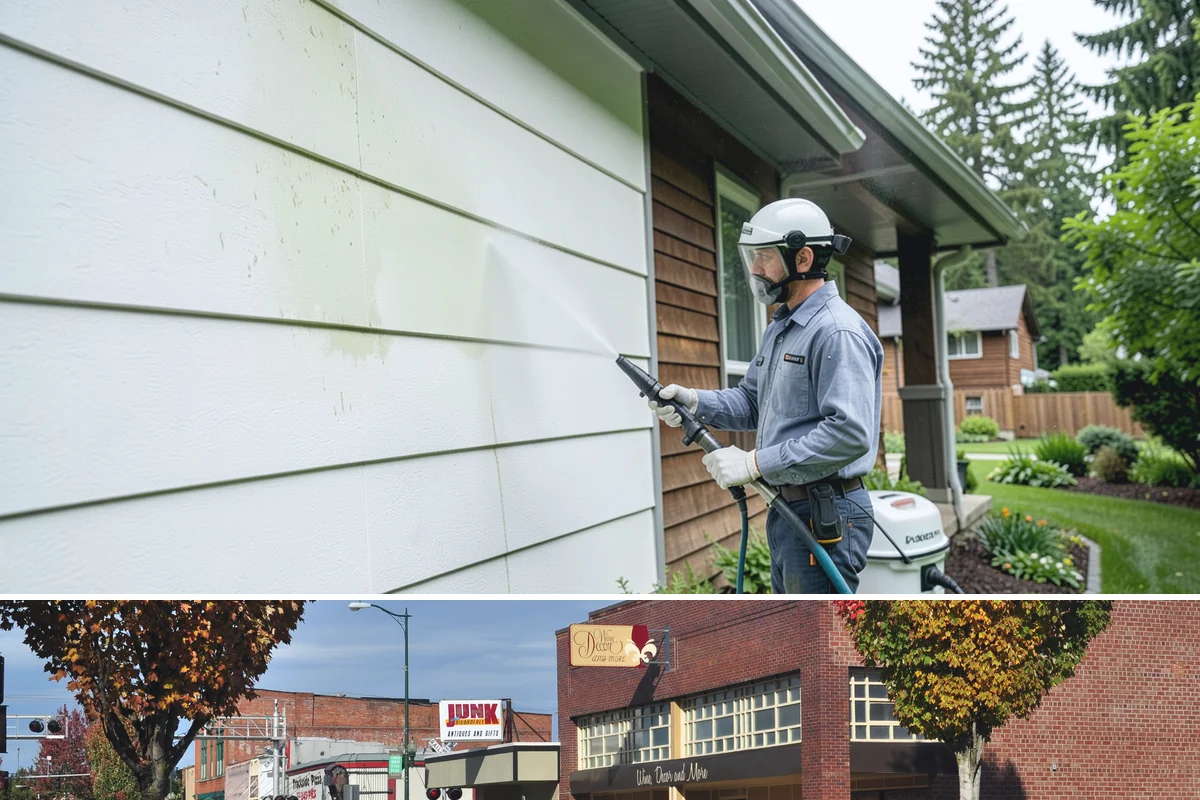 Driveway Pressure Washing in Puyallup, Pierce County, WA - Spring is popular for clearing a winter's worth of moss, though dry summer days work equally well.