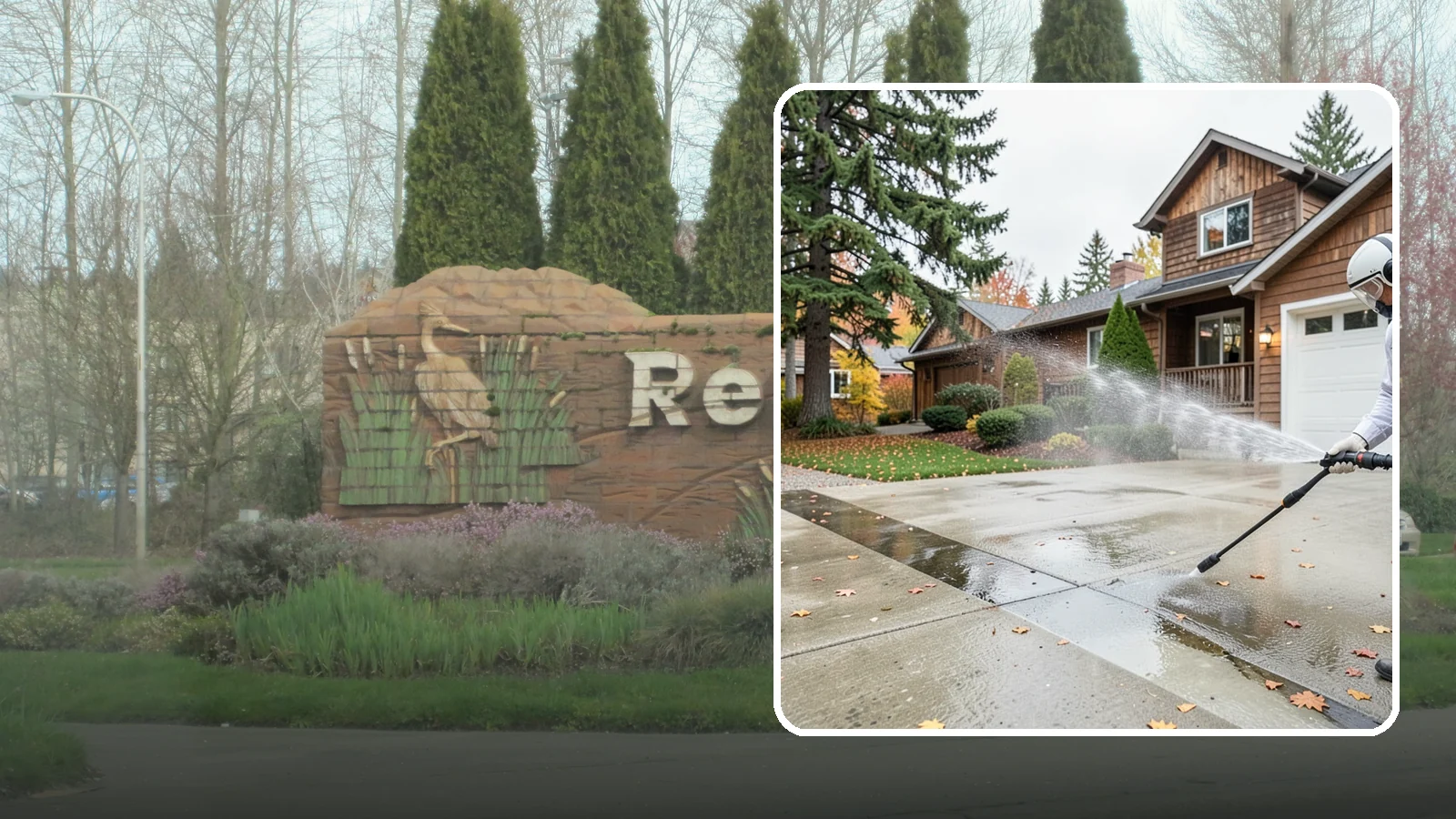 Driveway Pressure Washing in Renton, King County, WA - Powerful pressure washing that strips away the moss, mildew, and grime coating Washington driveways.