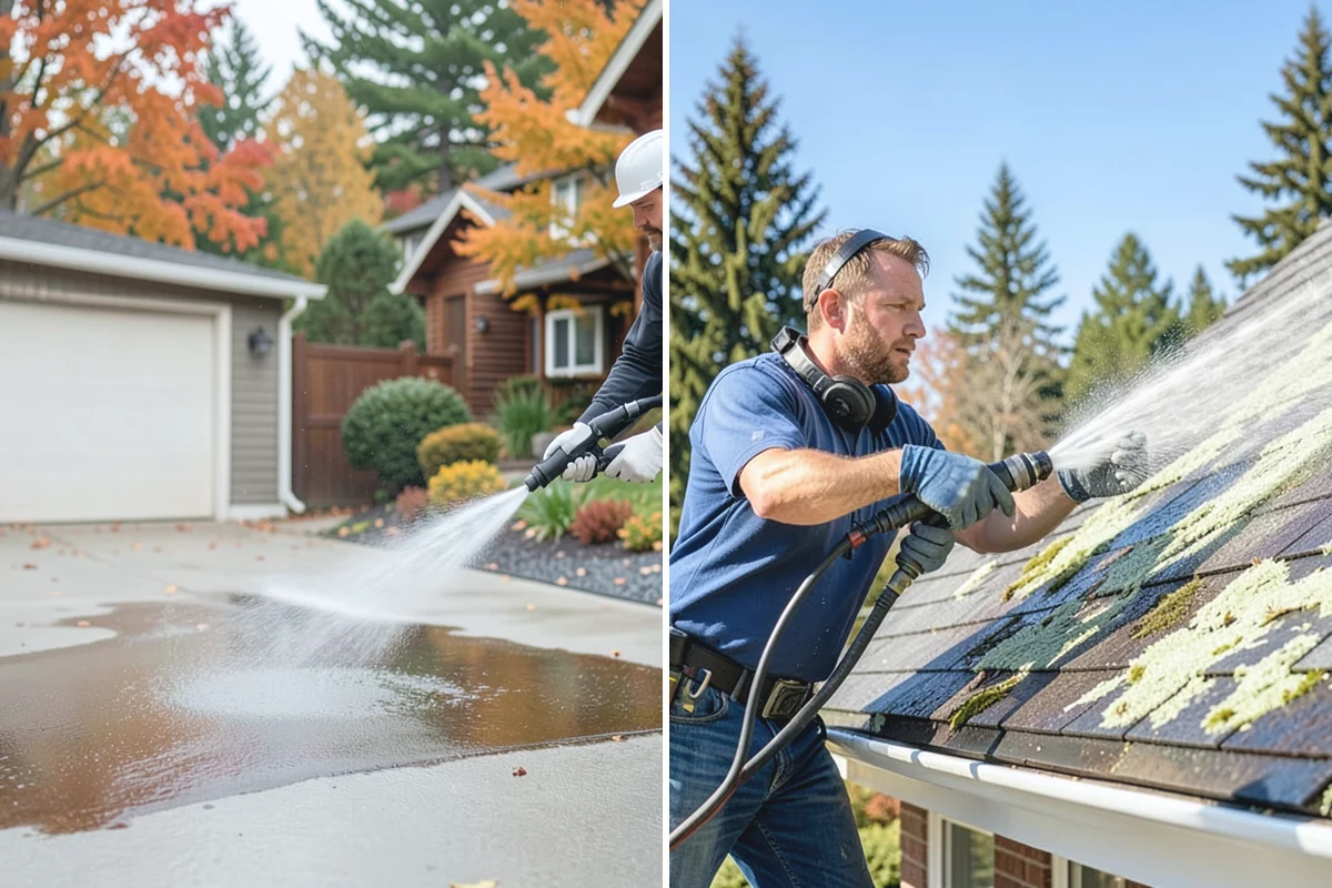 Driveway Pressure Washing in Renton, King County, WA - Sweep and pre-treat the driveway for moss and stains