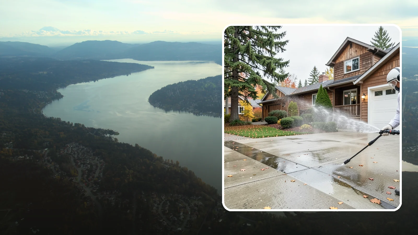 Driveway Pressure Washing in Sammamish, King County, WA - Powerful pressure washing that strips away the moss, mildew, and grime coating Washington driveways.