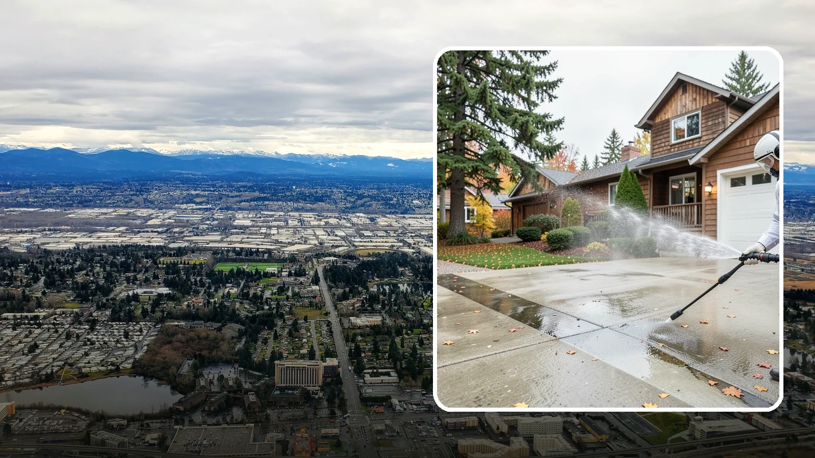 Driveway Pressure Washing in SeaTac, King County, WA - Powerful pressure washing that strips away the moss, mildew, and grime coating Washington driveways.