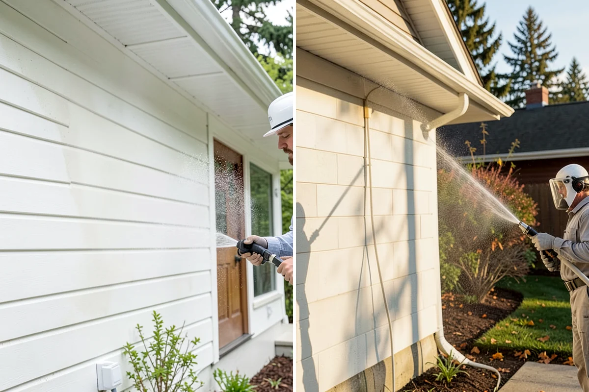 Driveway Pressure Washing in SeaTac, King County, WA - Sweep and pre-treat the driveway for moss and stains