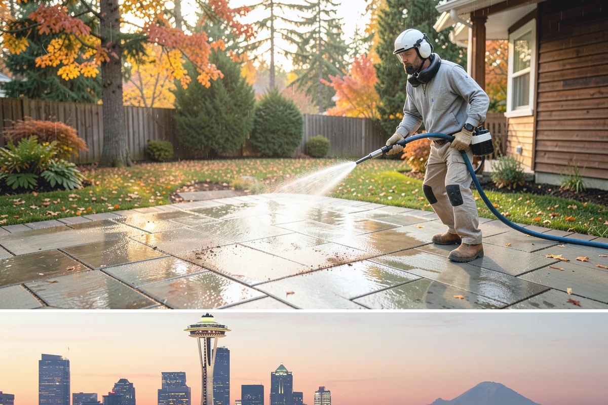 Driveway Pressure Washing in Seattle, King County, WA - Spring is popular for clearing a winter's worth of moss, though dry summer days work equally well.