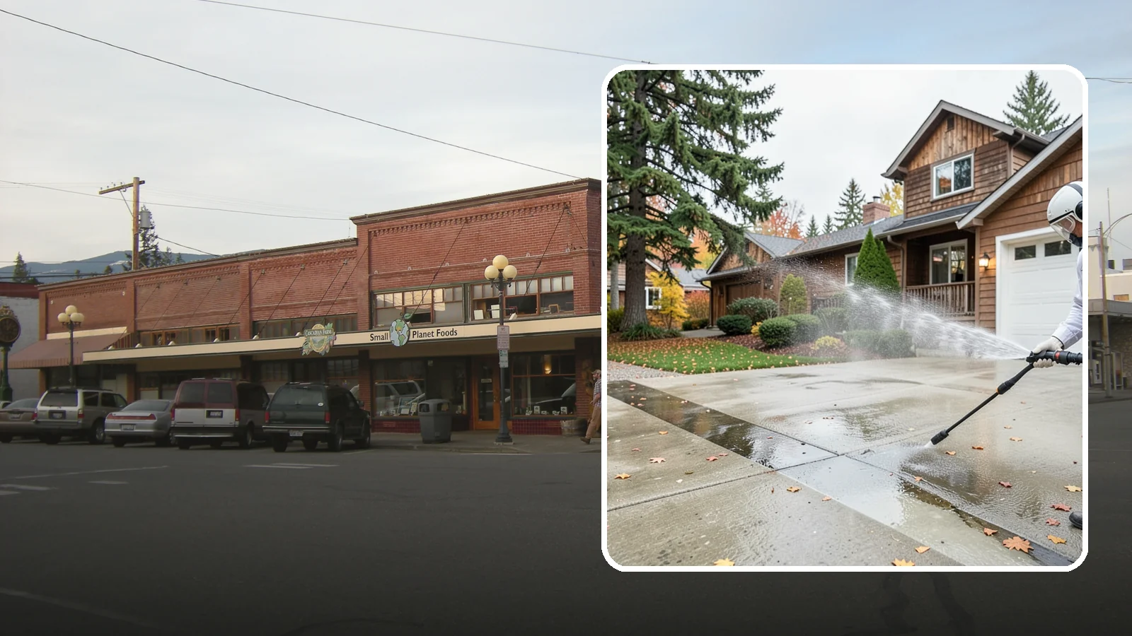 Driveway Pressure Washing in Sedro-Woolley, Skagit County, WA - Powerful pressure washing that strips away the moss, mildew, and grime coating Washington driveways.