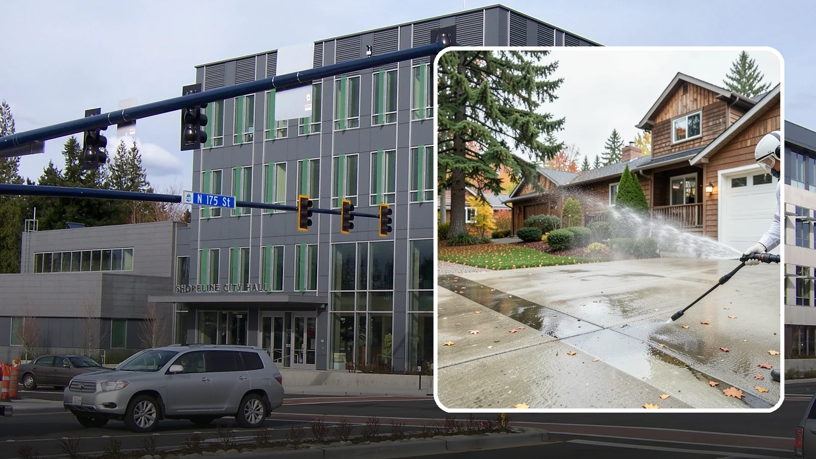 Driveway Pressure Washing in Shoreline, King County, WA - Powerful pressure washing that strips away the moss, mildew, and grime coating Washington driveways.