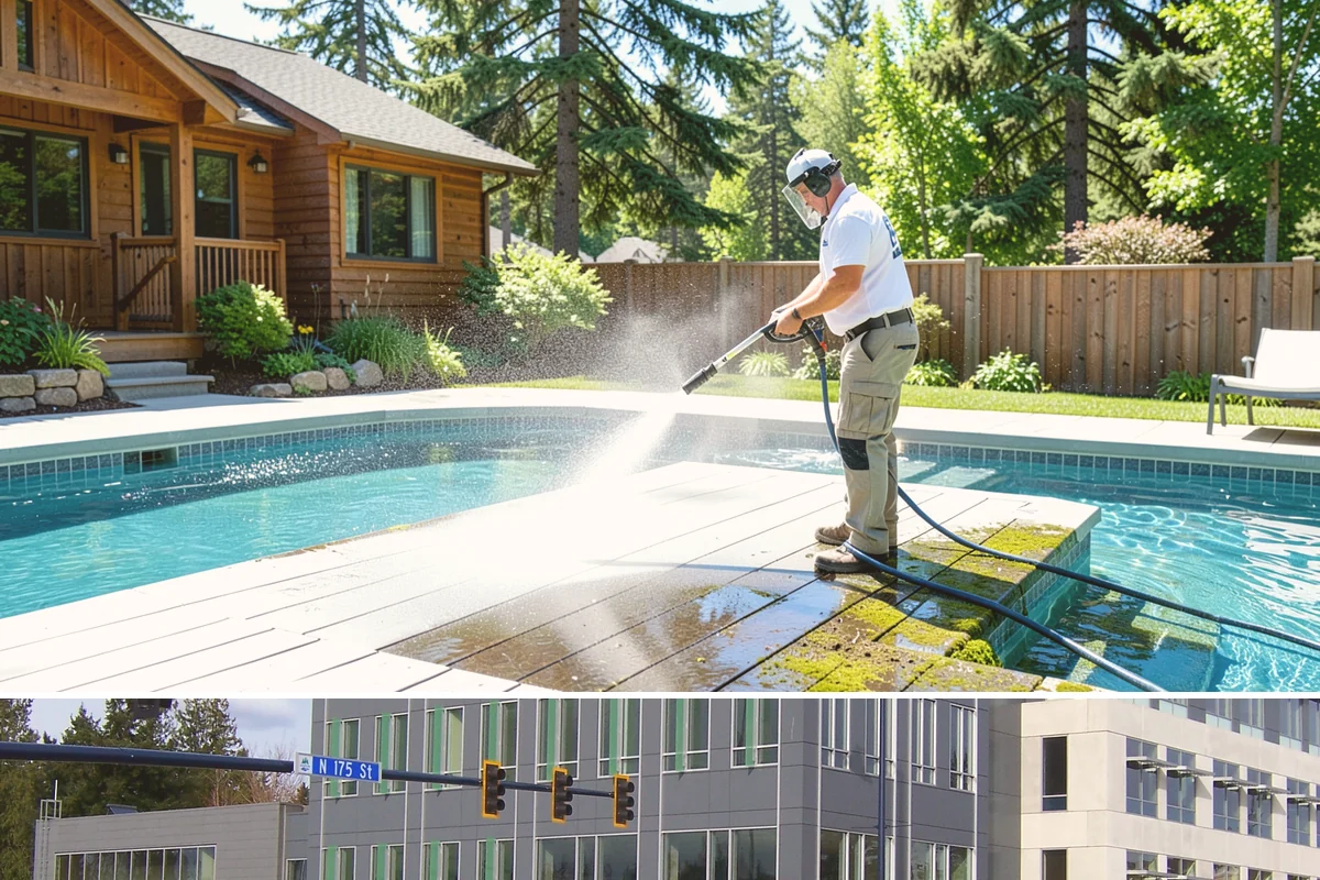 Driveway Pressure Washing in Shoreline, King County, WA - Spring is popular for clearing a winter's worth of moss, though dry summer days work equally well.