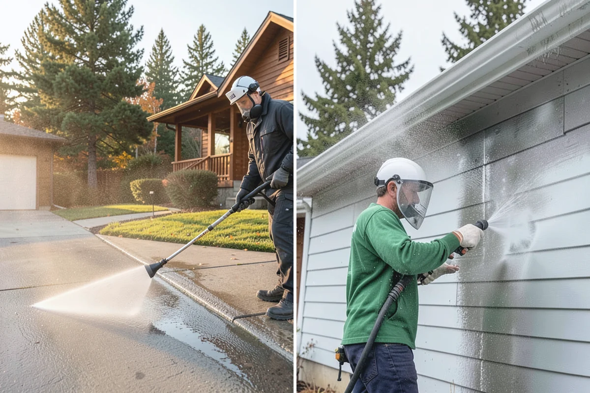 Driveway Pressure Washing in Skykomish, King County, WA - Sweep and pre-treat the driveway for moss and stains