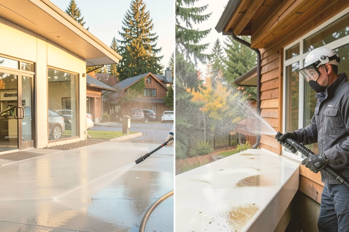 Driveway Pressure Washing in Snohomish, Snohomish County, WA - Sweep and pre-treat the driveway for moss and stains