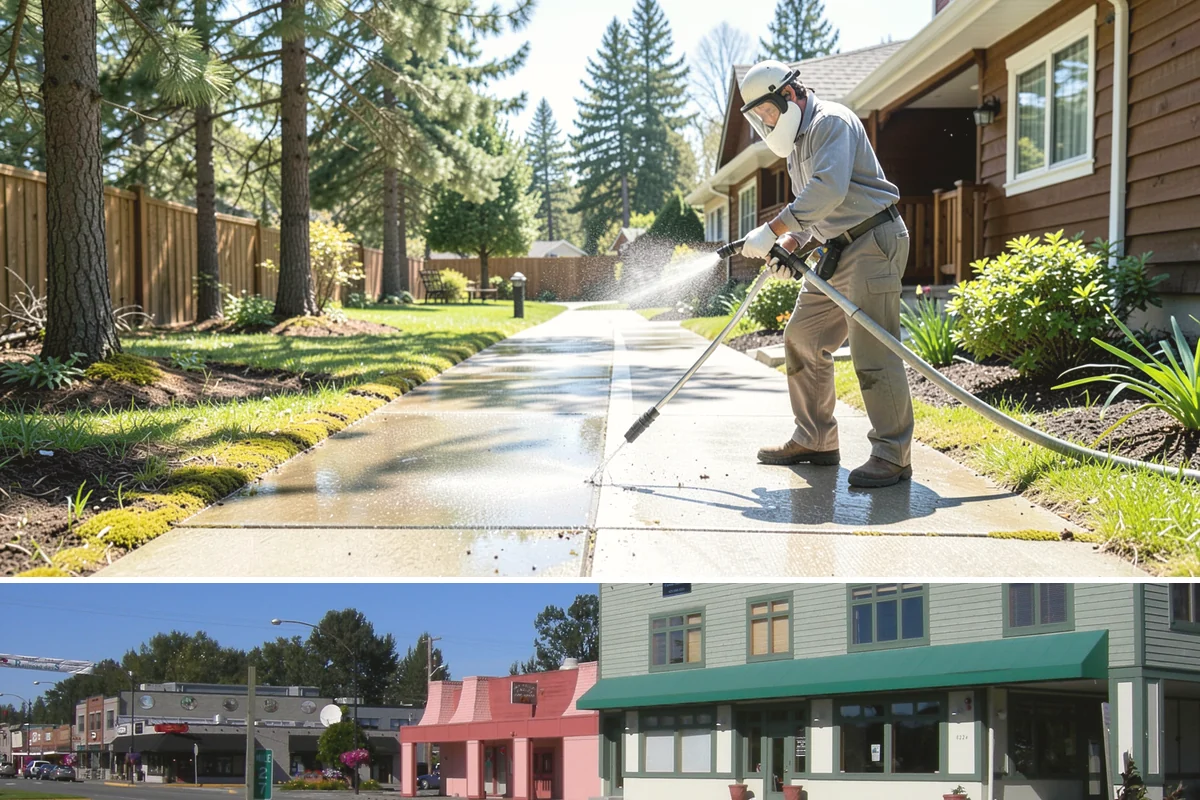 Driveway Pressure Washing in Snoqualmie, King County, WA - Spring is popular for clearing a winter's worth of moss, though dry summer days work equally well.