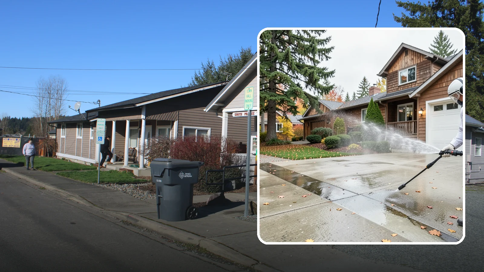 Driveway Pressure Washing in South Prairie, Pierce County, WA - Powerful pressure washing that strips away the moss, mildew, and grime coating Washington driveways.