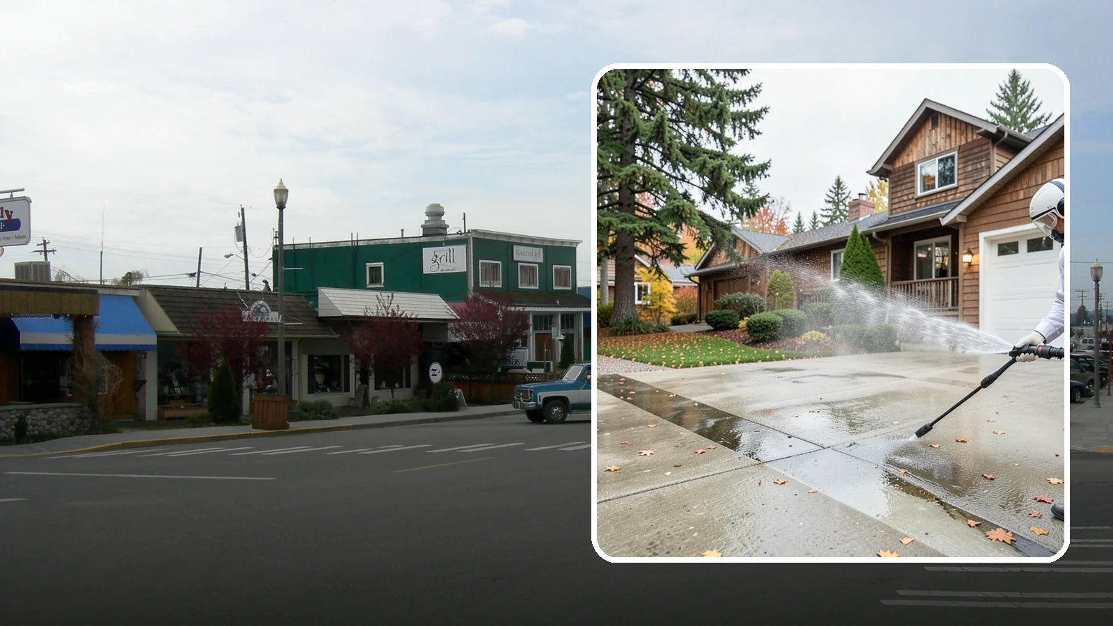 Driveway Pressure Washing in Stanwood, Snohomish County, WA - Powerful pressure washing that strips away the moss, mildew, and grime coating Washington driveways.